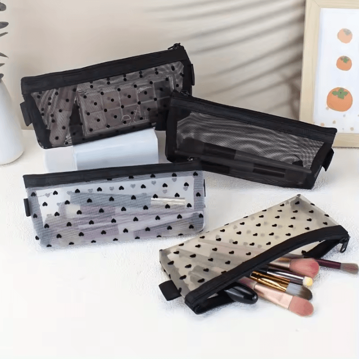 Clear Transparent Pencil Case Mesh Stationery Organizer – Cute School Supplies Pencil Case for Girls