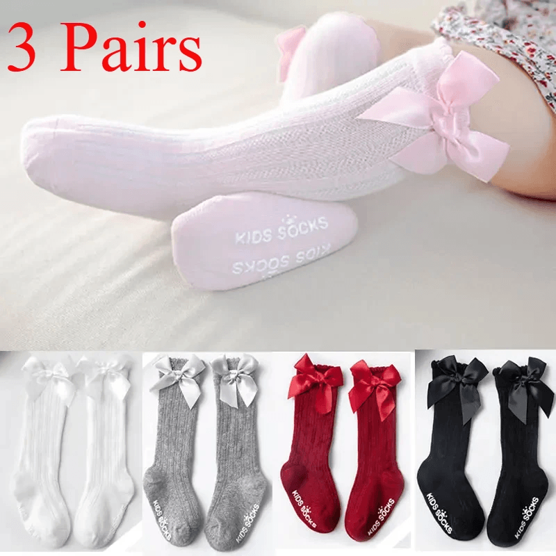 Royal Bow Knee High Fishnet Socks for Girls