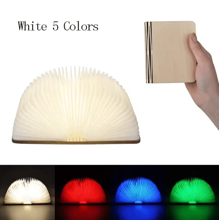 3D Folding Wooden LED Book Lamp – RGB Night Light for Bedroom & Desk Decor