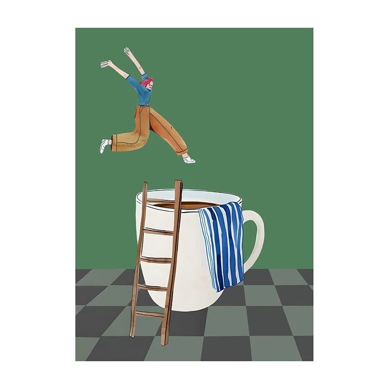 Surreal Coffee Diver Canvas Poster | Trendy Kitchen Gallery Wall Art