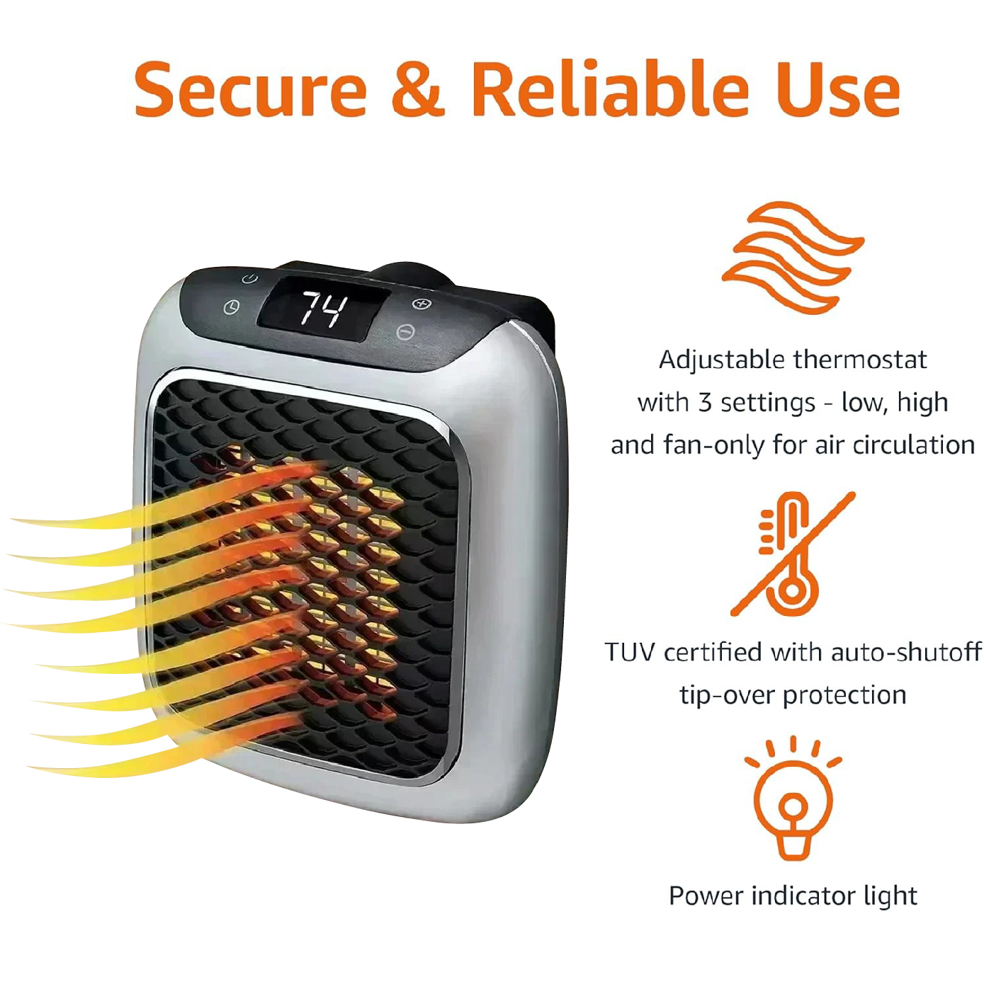 Faster Mini Heater, PTC Ceramic Electric Heating Fans Wall Mounted, Small Bathroom Home Heater, Energy Efficient Warmth