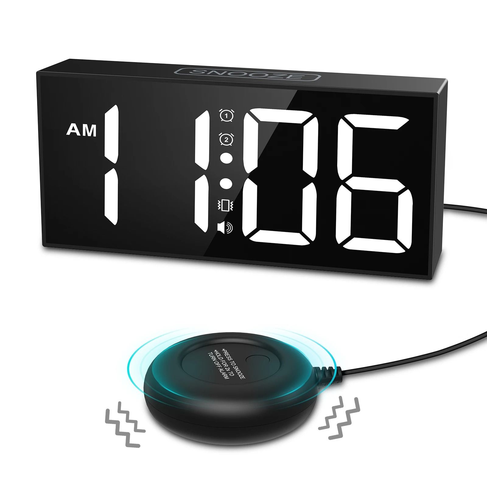 ORIA Vibrating Alarm Clock with Bed Shaker Loud Alarm Clock for Heavy Sleepers