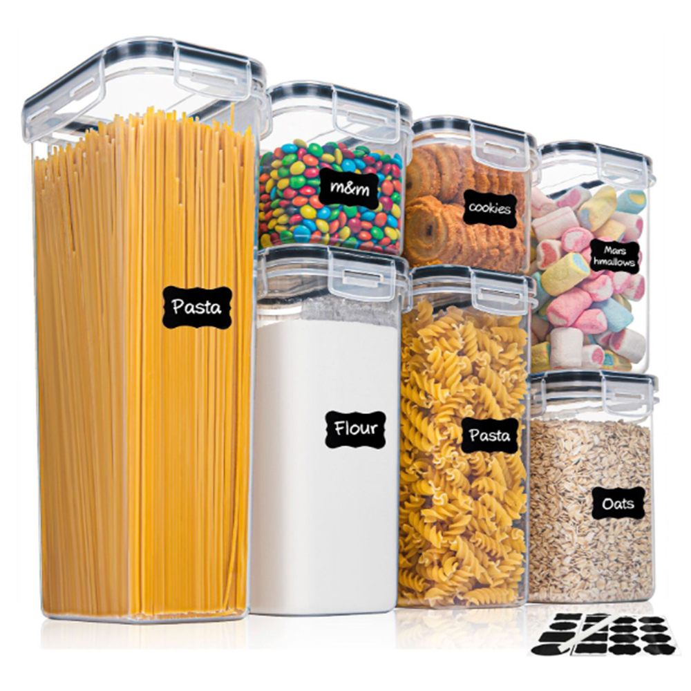 Kitchen Food Containers Set, BPA-Free Plastic Airtight Storage Box with Stickers and Pen, Perfect for Organizing Pantry