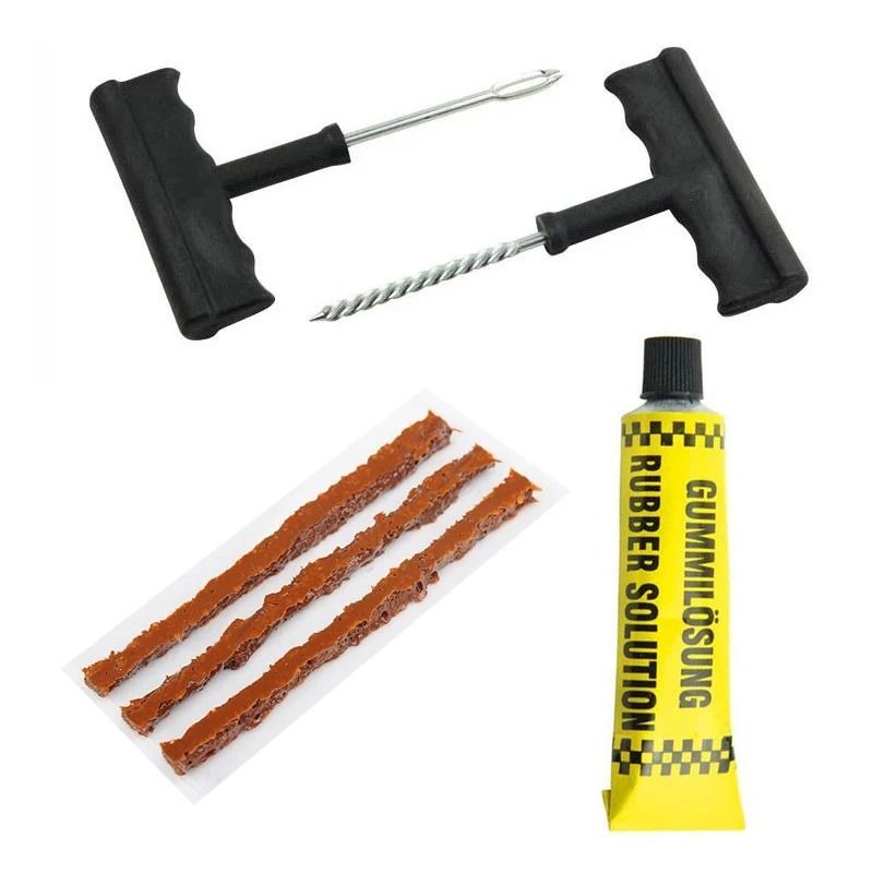 Car Tire Repair Tool Kit Tubeless Tyre Puncture Plug Set for Cars and Motorcycles