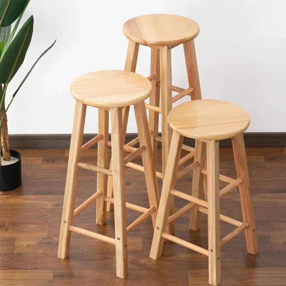 Nordic Solid Wood Bar Stool – Modern Minimalist Backless High Chair for Kitchen & Commercial Spaces