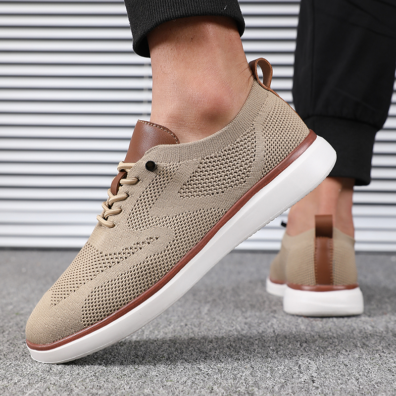 Comfortable Men's Lightweight Knitted Walking Shoes, Breathable All-Day Fit for Daily Wear & Outdoor Hiking