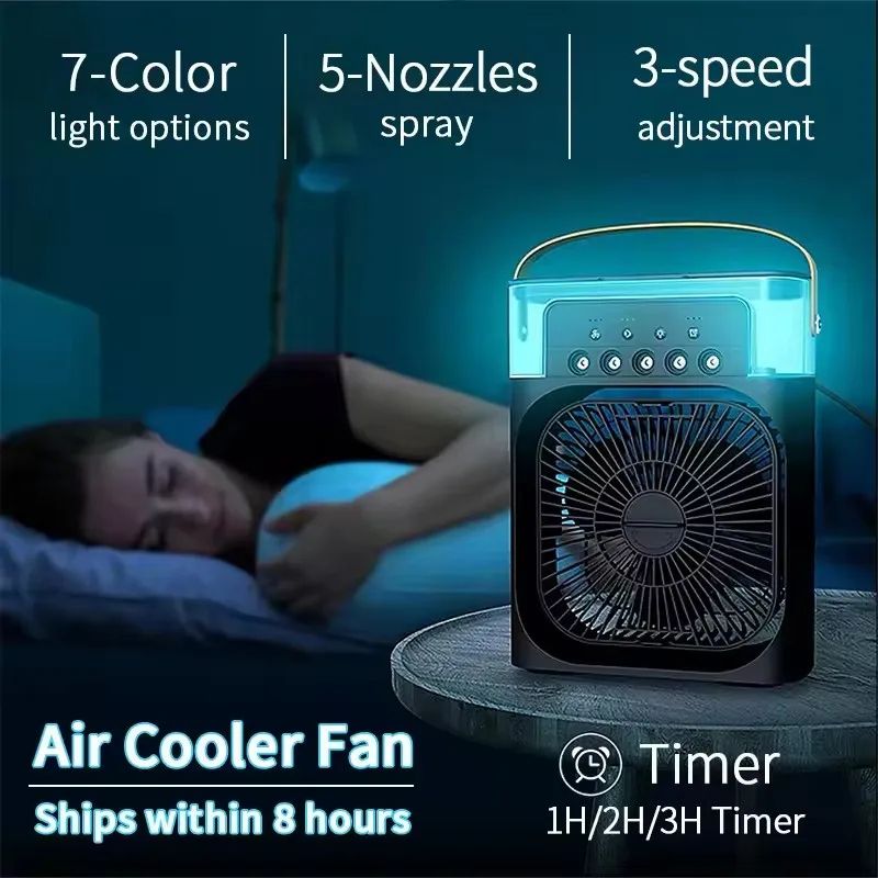 BreezeGlow 3-in-1 Portable Air Cooler with Humidifier & LED Night Light