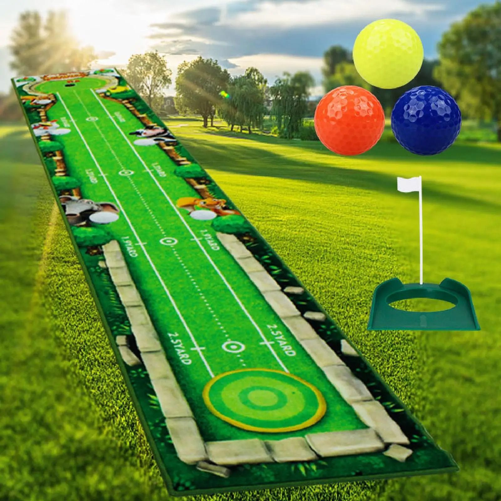 Golf Putting Mat Portable Training Aid for Home Park and Lawn
