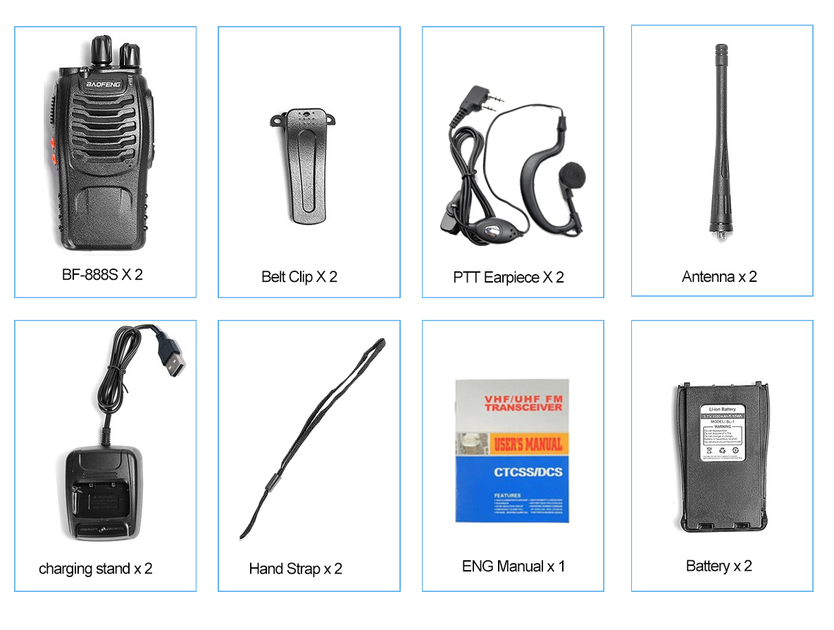 Long Range Walkie Talkie with Headphones Channel Two-Way Radio