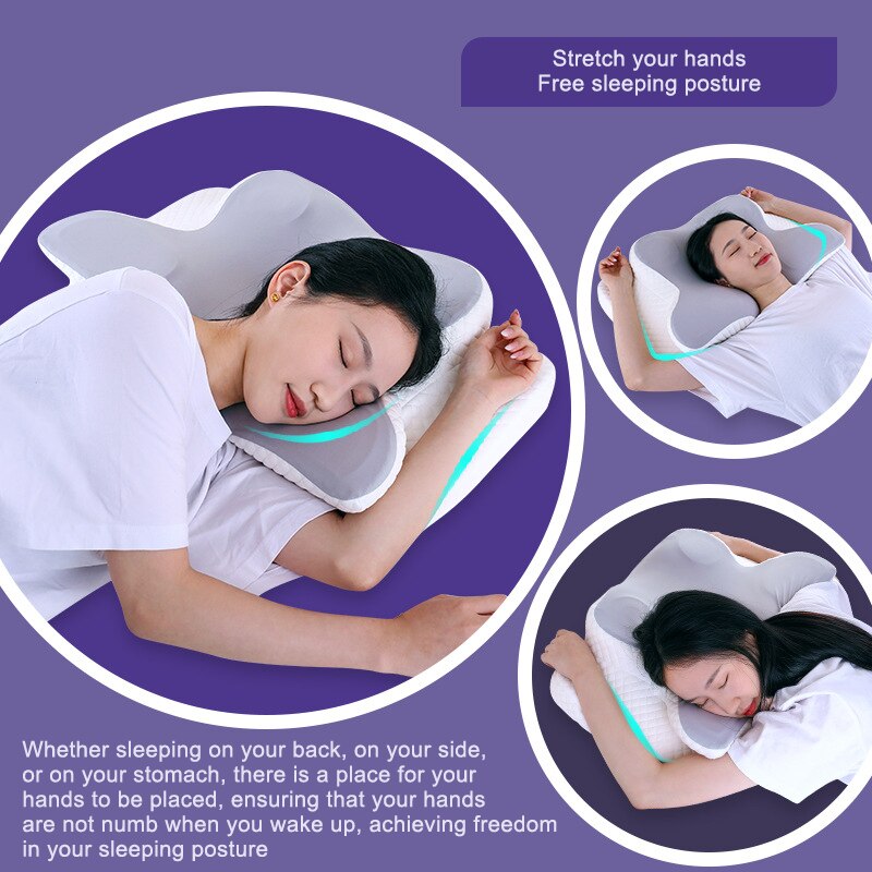 ErgoButterfly Cervical Memory Foam Pillow for Neck Pain Relief and Orthopedic Sleep Support