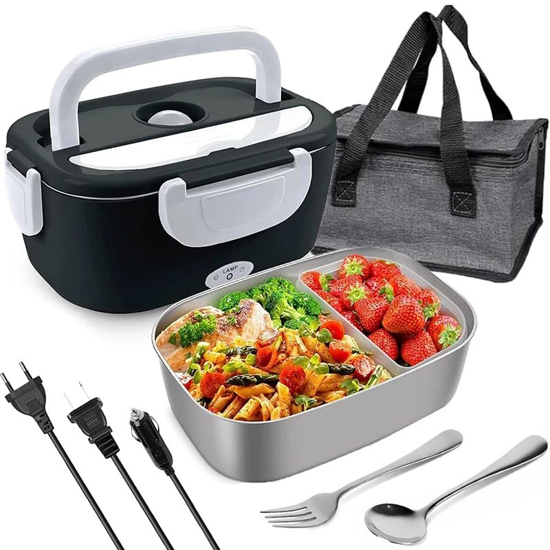 4 in 1 Electric Lunch Box Stainless Steel Food Warmer for Car Truck Office