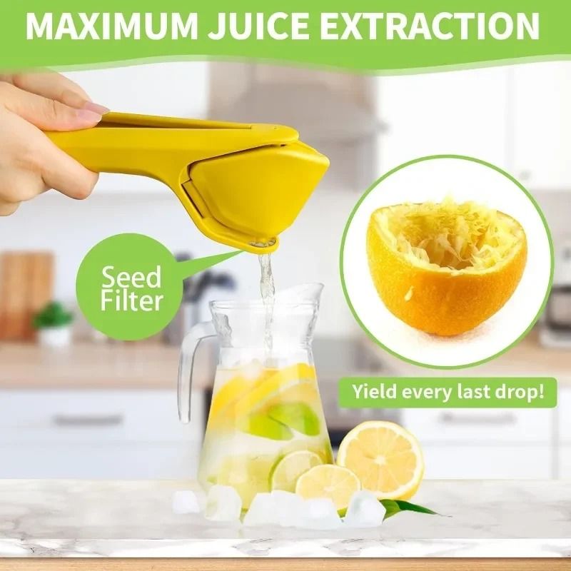 Max Juice Extraction Lemon Lime Squeezer – Easy-to-Use Flat Citrus Press with Built-in Strainer