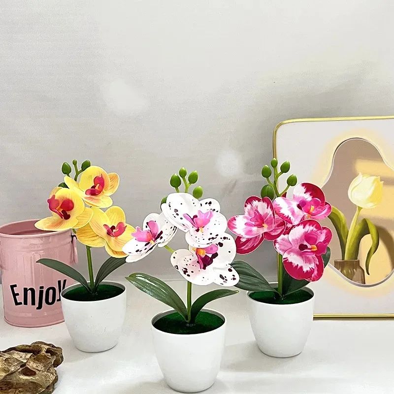 Mini Artificial Bonsai Plant Potted Desktop Faux Plant Decor