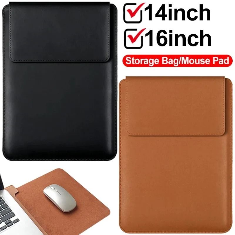 Premium PU Leather Laptop Sleeve 14-16 Inch Protective Case Cover for MacBook Air 15 2023-2025 and Pro 16 2021-2024
