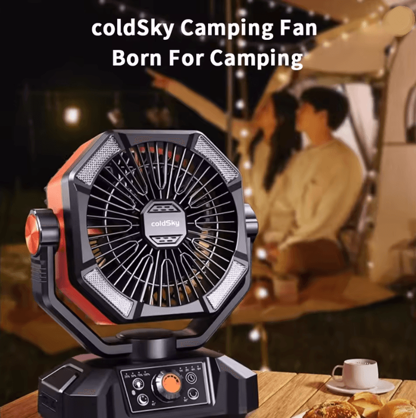 20000mAh Portable Camping Fan with LED Lantern 8 Speed Outdoor Battery Fan