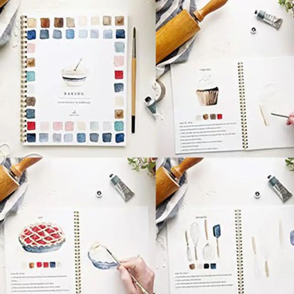 Watercolor Workbook Practice Book w/ Palette - 9 Bouquet Themes for Kids & Adults, Easy Painting Lessons, Relaxing Art