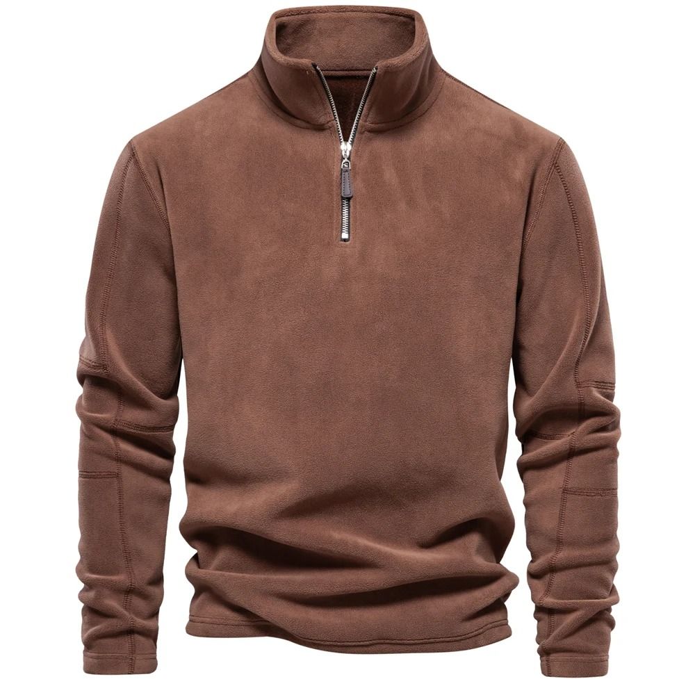 Quality Thickened Warm Fleece Jacket – Mens Zipper Neck Soft Shell Pullover