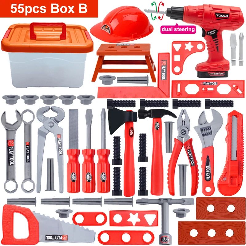 41-Piece Kids Tool Set with Toy Drill Pretend Play Construction Tools Kit