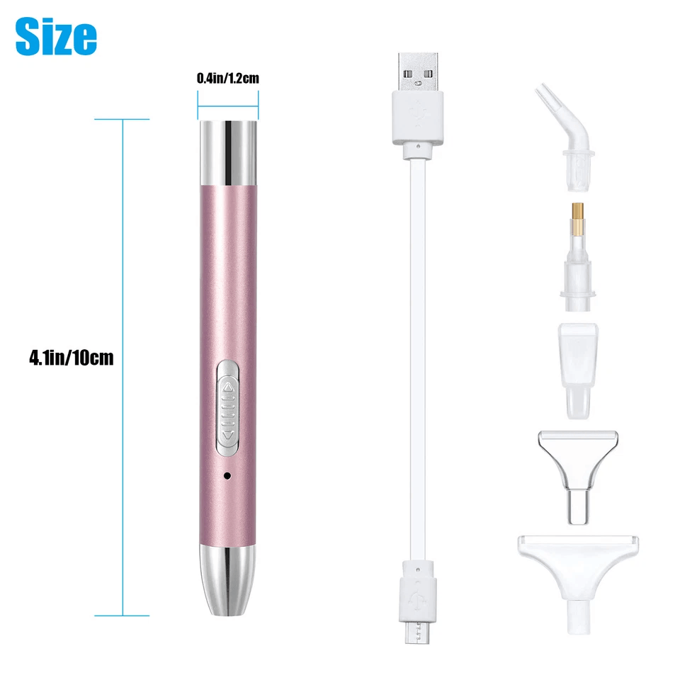 Diamond Painting Drill Pen with LED Light, USB Rechargeable DIY Embroidery Tool with 5 Replaceable Heads