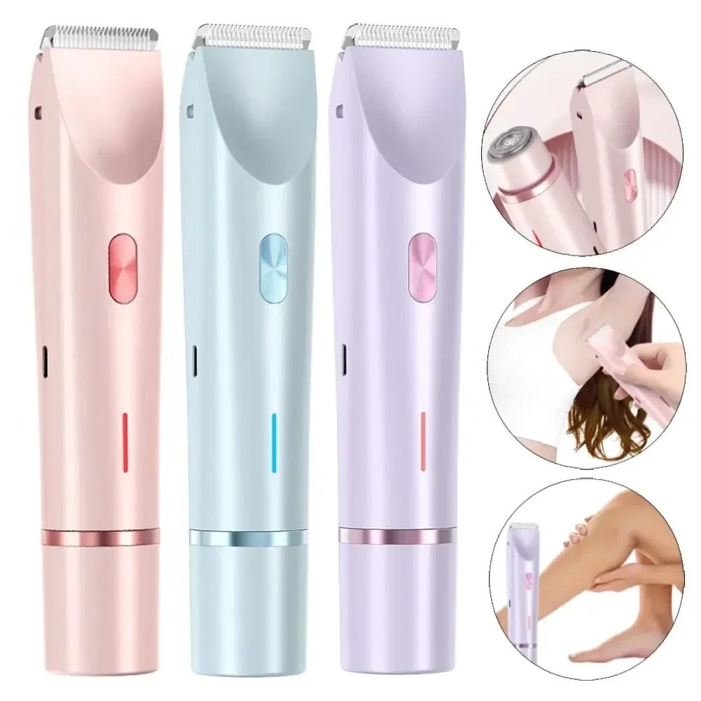 Women Electric Razor 2 in 1 Dual Head Bikini Trimmer Wet Dry Use