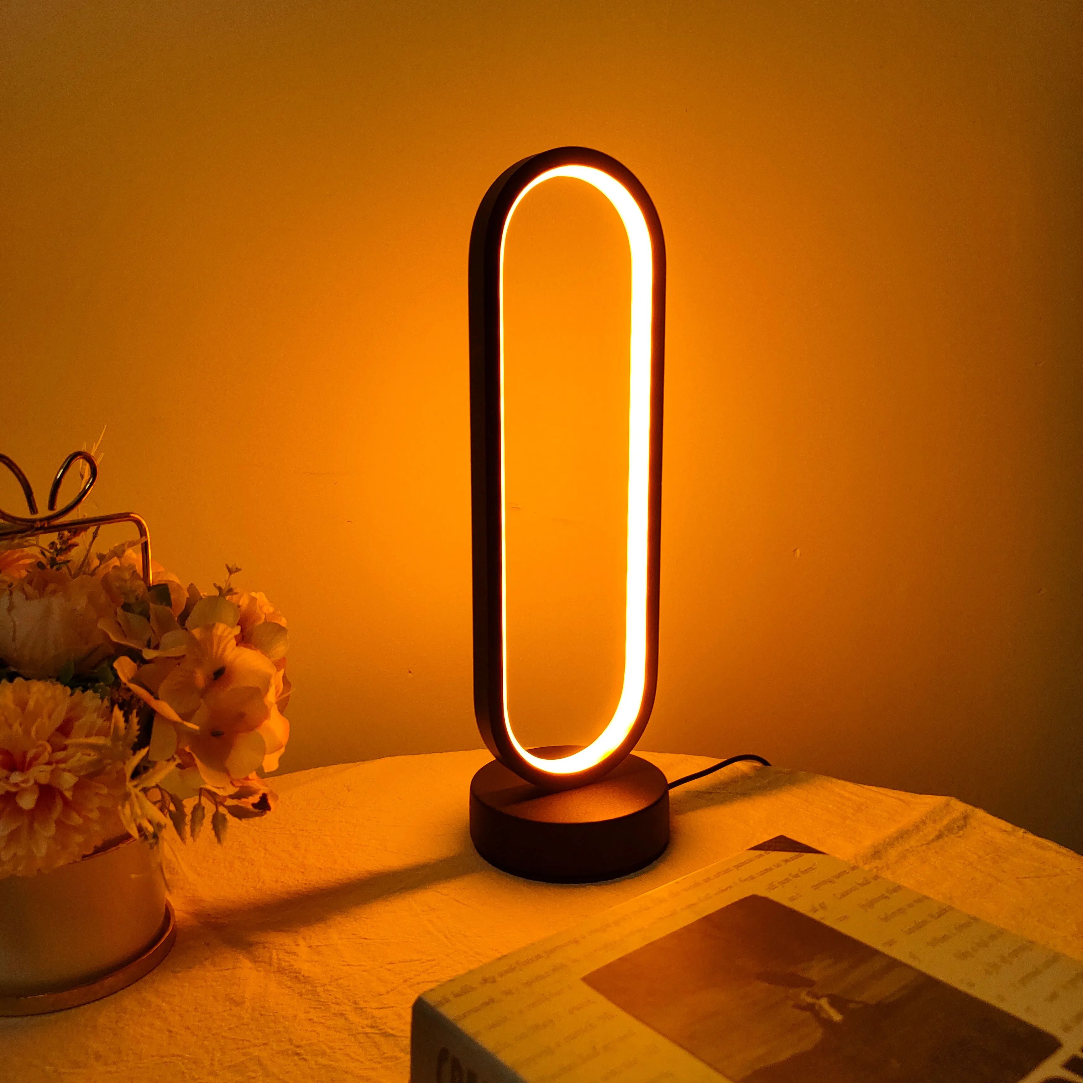 Modern Trilight LED Ring Bedside Lamp – Adjustable Ambience Night Light