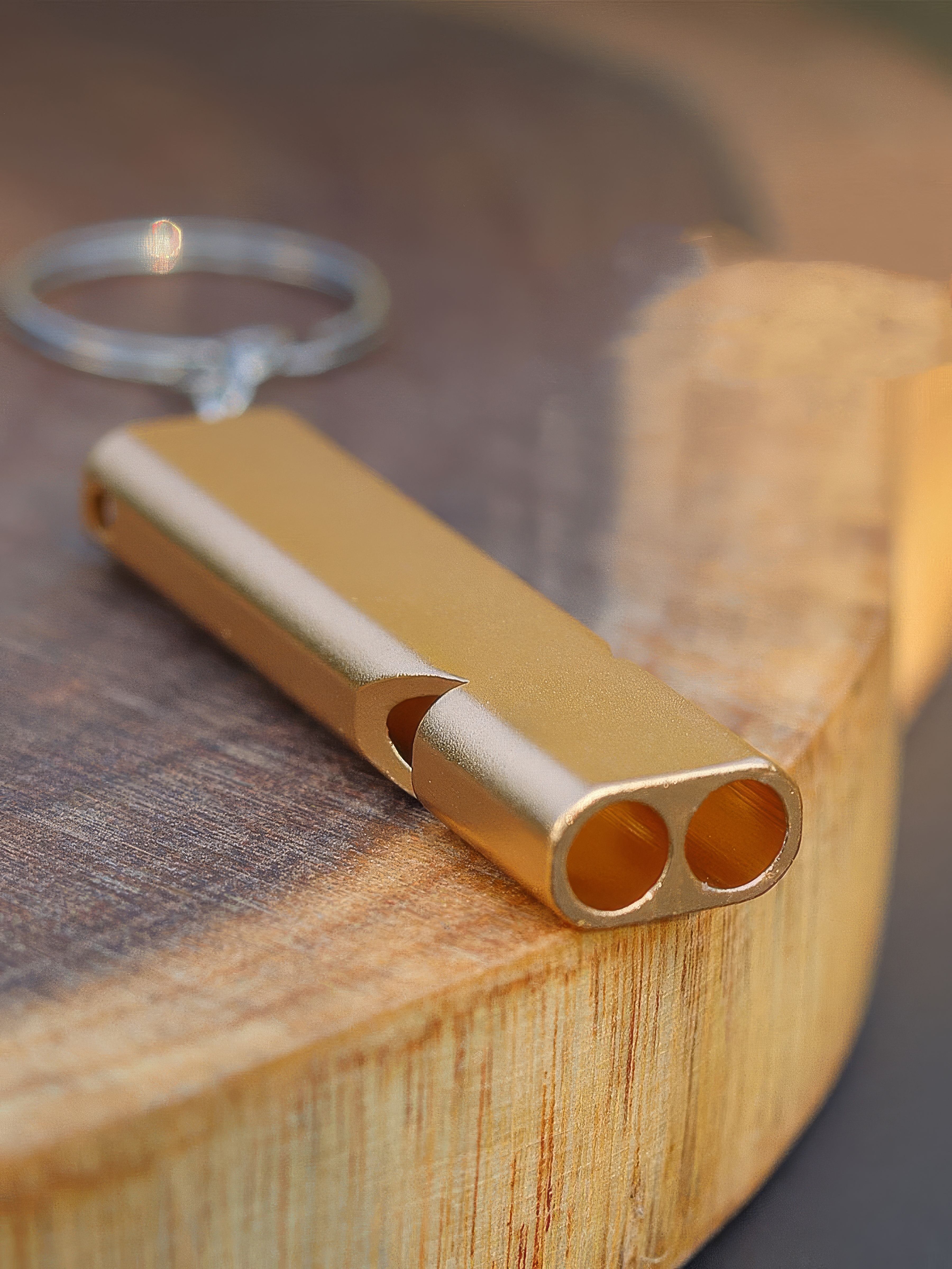 Golden Metal Survival Whistle Compact & Durable with Premium Finish