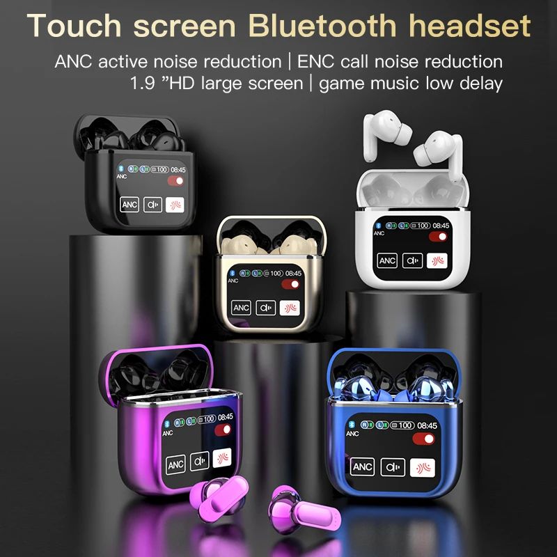 Smart Touch ANC Wireless Earbuds Bluetooth Noise Cancelling Headphones