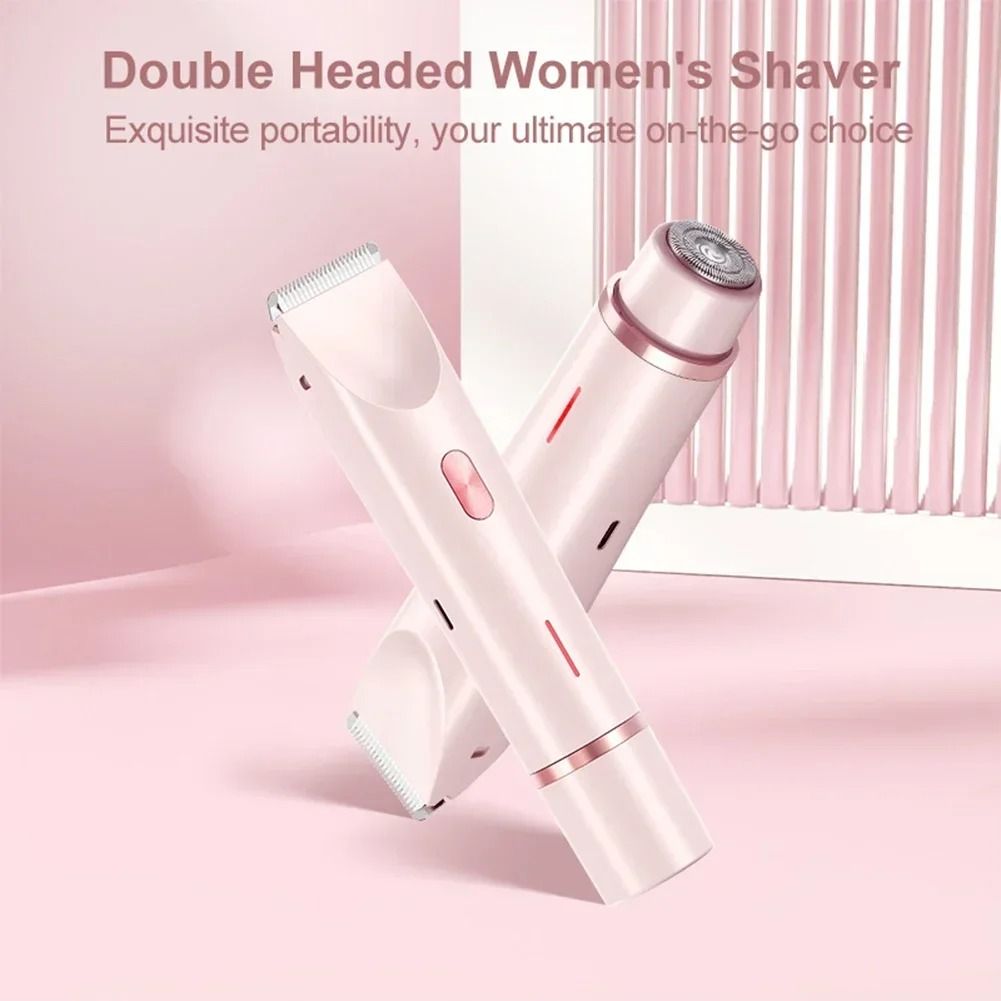 Women Electric Razor 2 in 1 Dual Head Bikini Trimmer Wet Dry Use