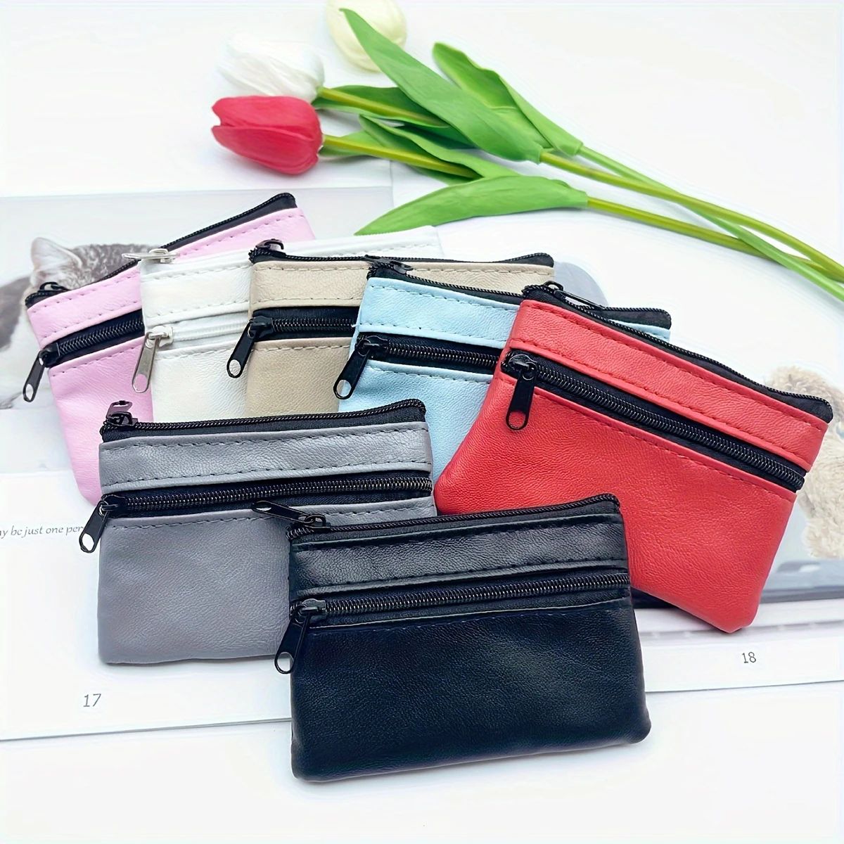 Compact Leather Coin Purse & Mini Wallet – Zip-Around Change Pouch for Men, Women & Kids