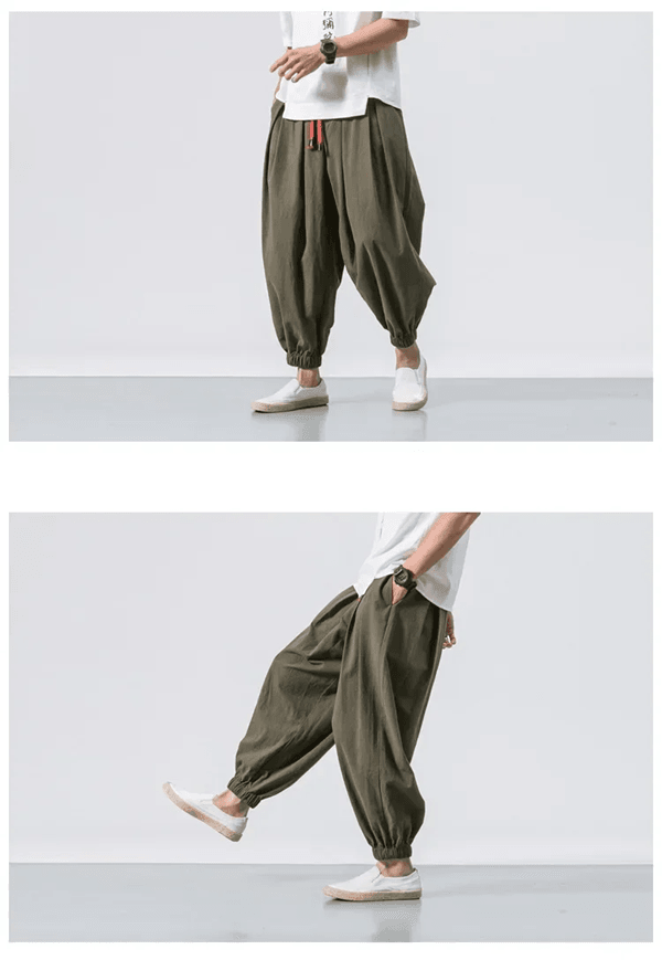 Mens UrbanEase Linen Harem Joggers – Breathable, Relaxed Fit Streetwear Pants