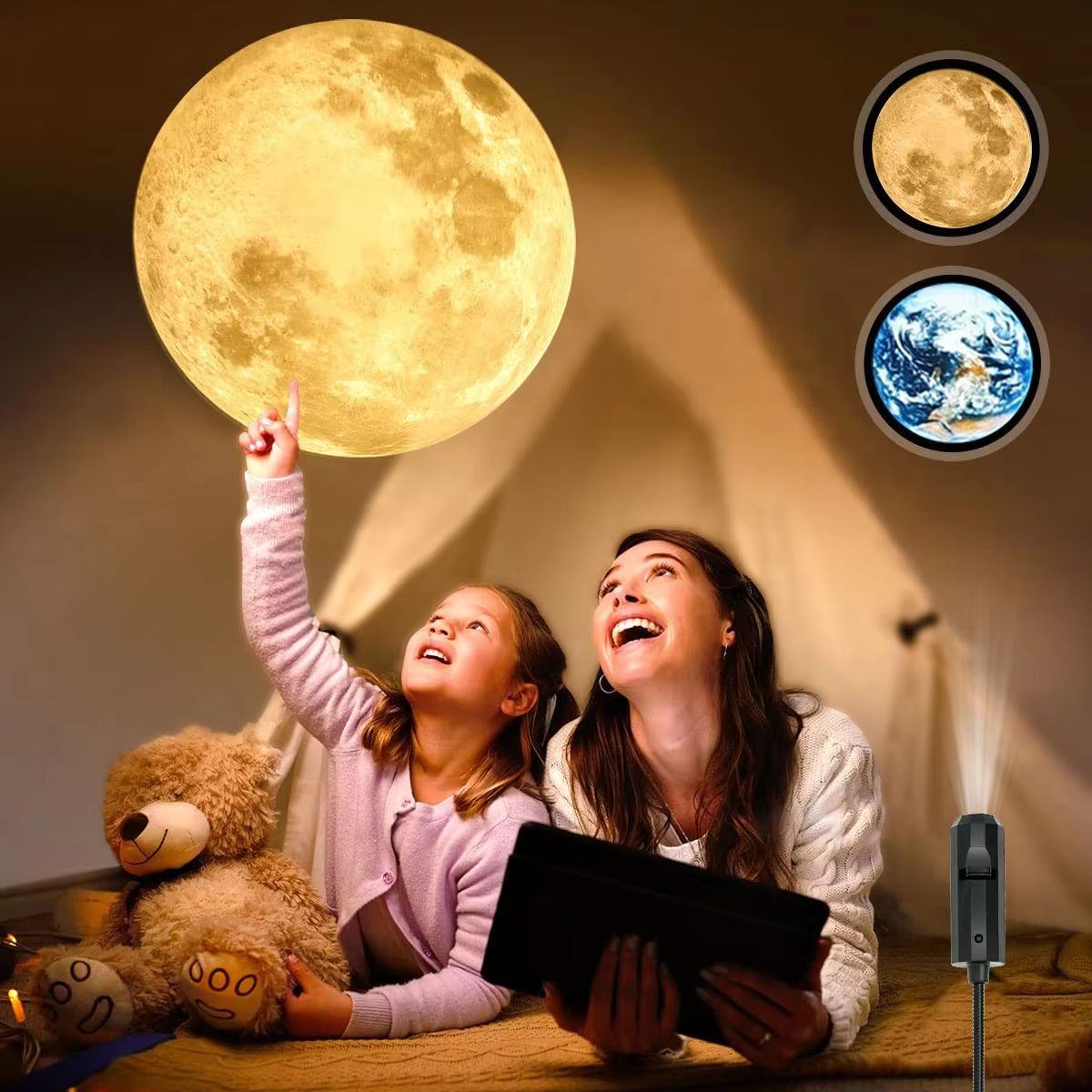 USB Moon & Earth Projection Lamp – Atmospheric Ceiling Light for Bedrooms, Parties & Relaxation