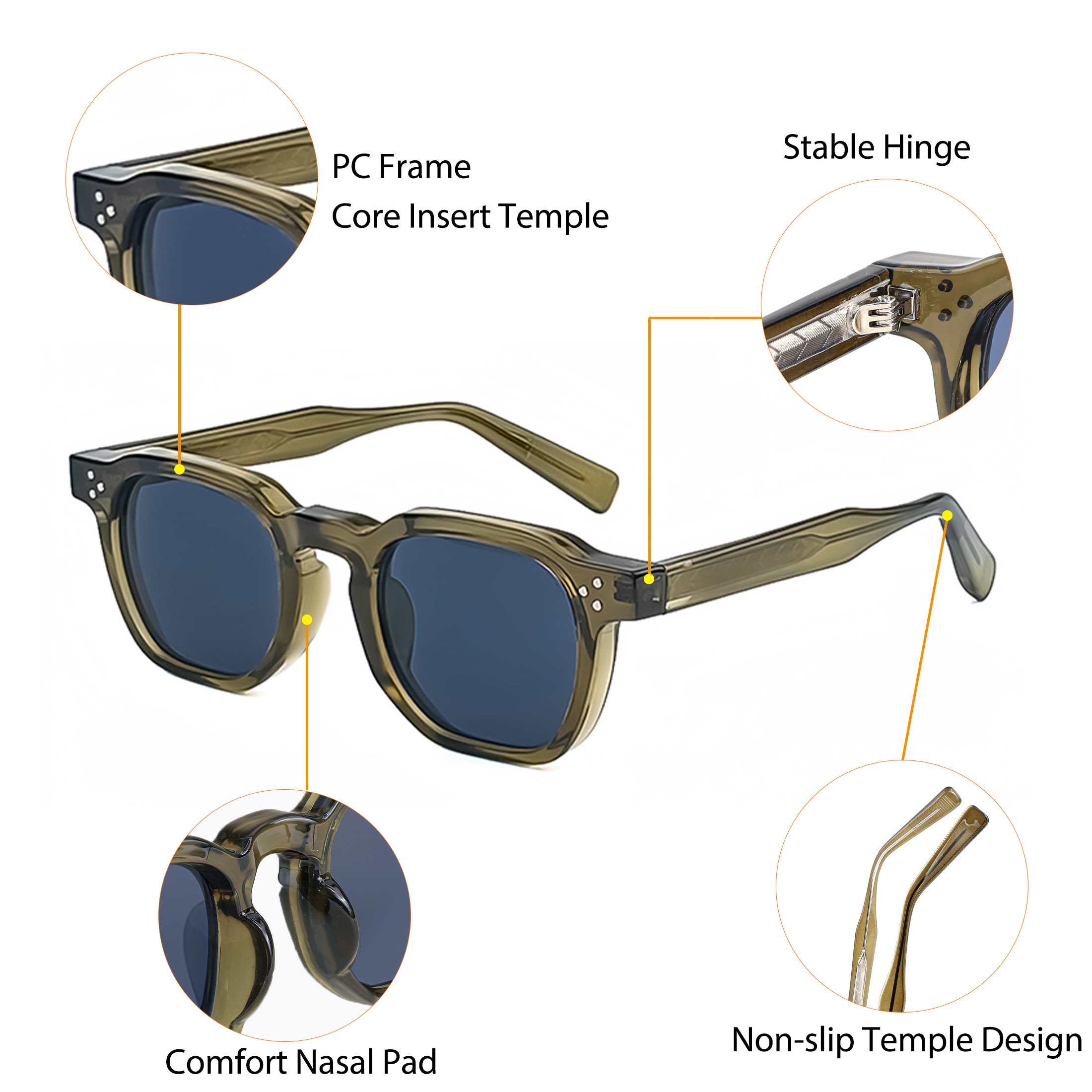 Retro Punk Square Sunglasses for Men & Women Personalized Small Frame Sun Glasses Travel, Party & Business Gift