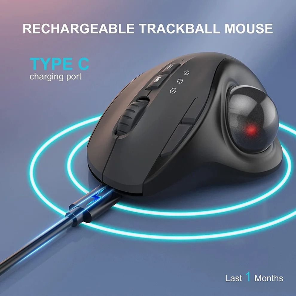 Jomaa Ergonomic Wireless Trackball Mouse | Rechargeable Dual-Mode Bluetooth & 2.4G Thumb Control Mouse