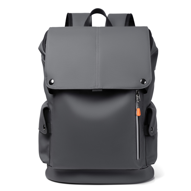 Waterproof PU Leather Mens Laptop Backpack with USB Charging