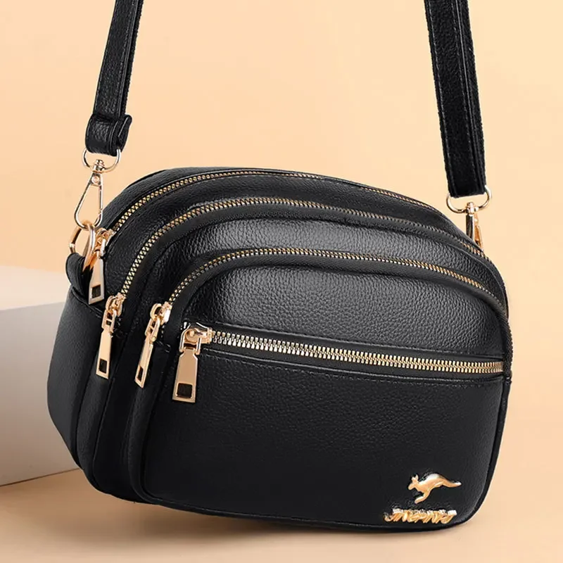 Luxury Ladies Handbag with Multi-pocket Design, High Quality Soft Leather Shoulder Messenger Bag