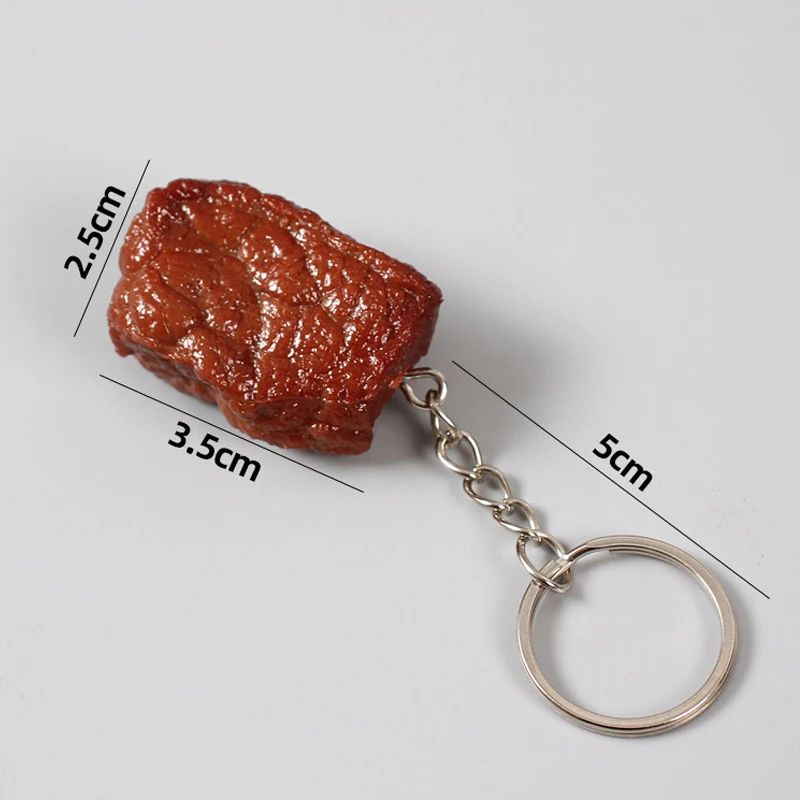 Simulation Beef Cube Keychain