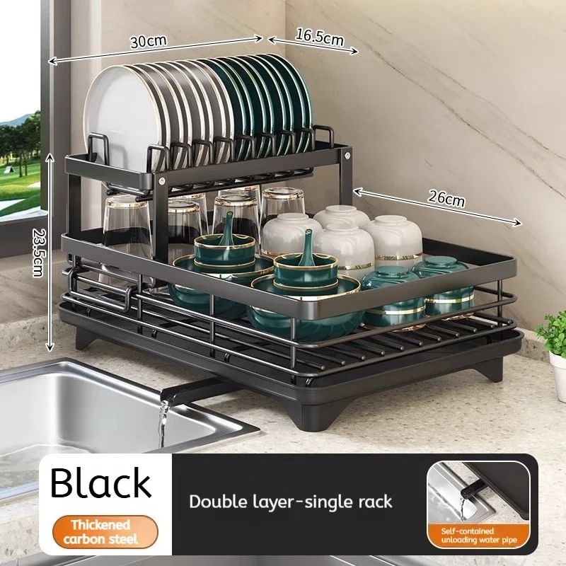 Adjustable Over Sink Dish Drying Rack with Drainboard