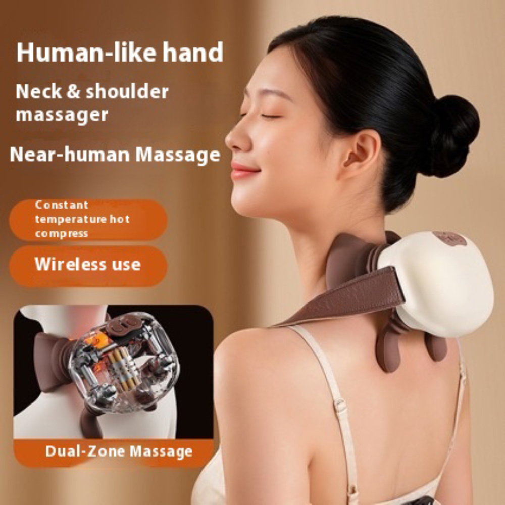 Cervical Spine Kneading Relax Muscles, Wireless Electric Deep Tissue Neck and Shoulder Massager, Back Massager Pillow