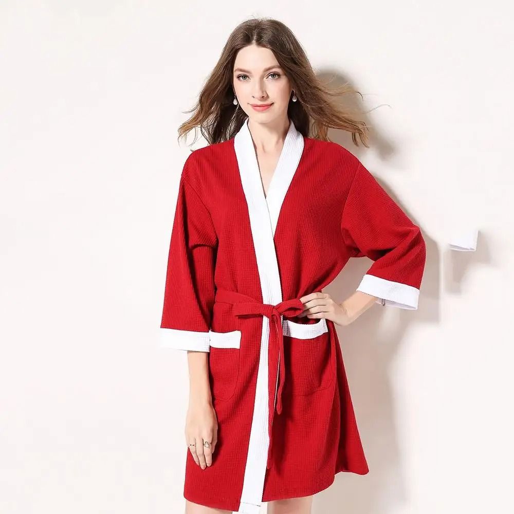 Mens & Womens Cotton Waffle Kimono Robe – Professional Couple's Sauna Yukata & Casual Home Wear