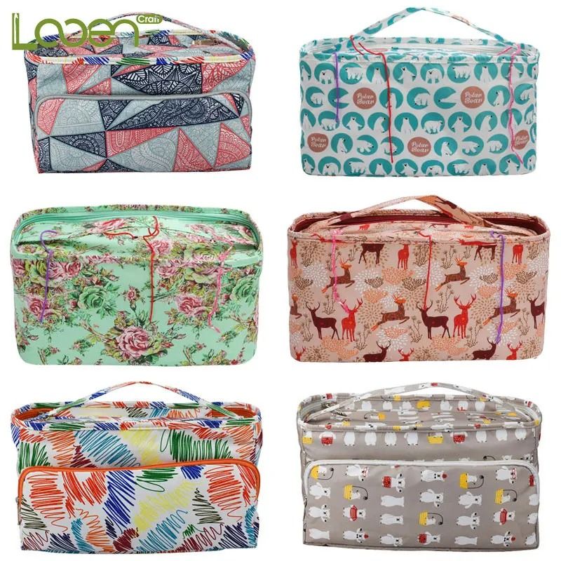 Portable Yarn Knitting Bag Crochet Storage Organizer Tote for Craft Projects