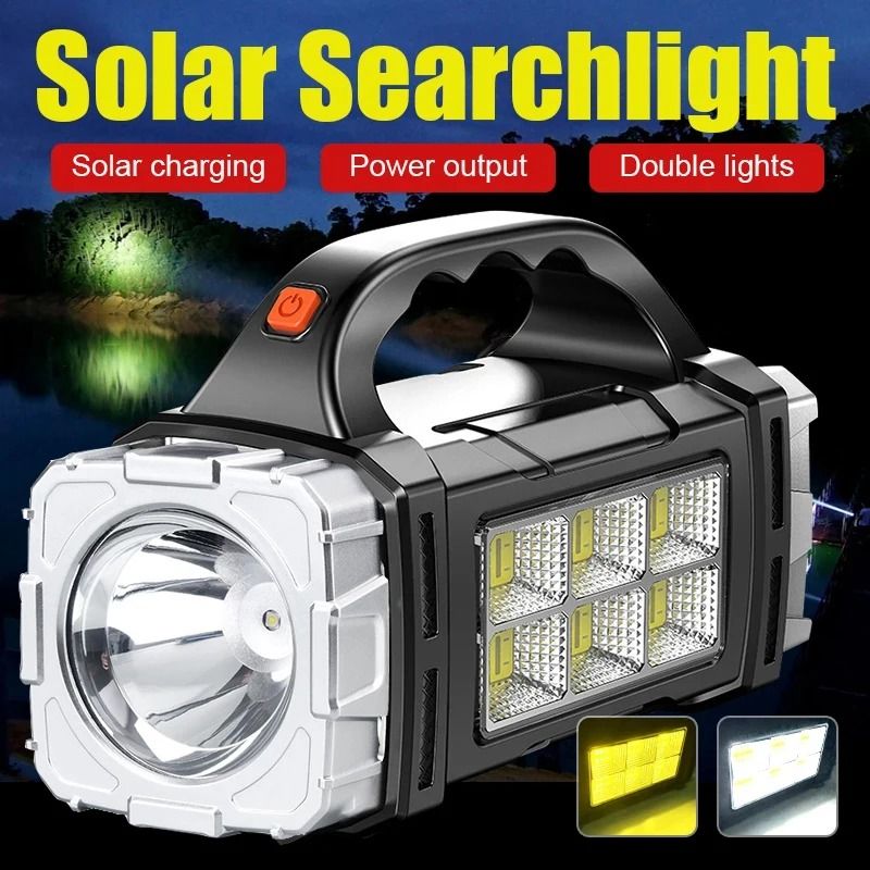 Powerful LED Flashlight USB and Solar Rechargeable Outdoor Camping Torch