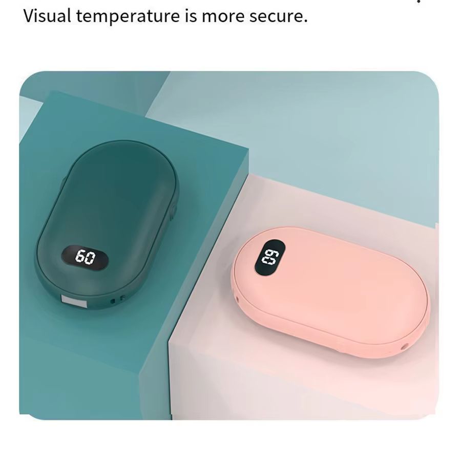 Rechargeable Pocket Hand Warmer with Double Sided Heating and 2 Temperature Settings