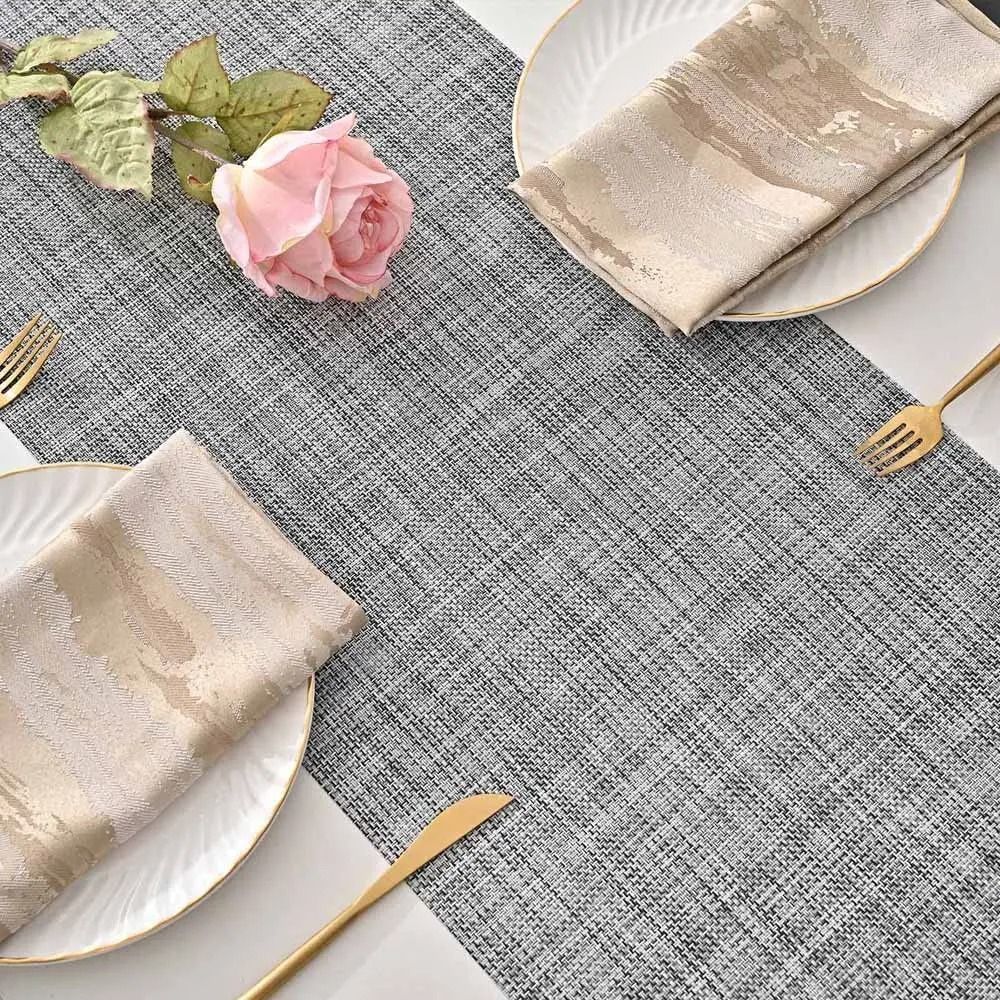 Modern Woven Vinyl Table Runner | Heat-Resistant & Non-Slip PVC Dresser Cover