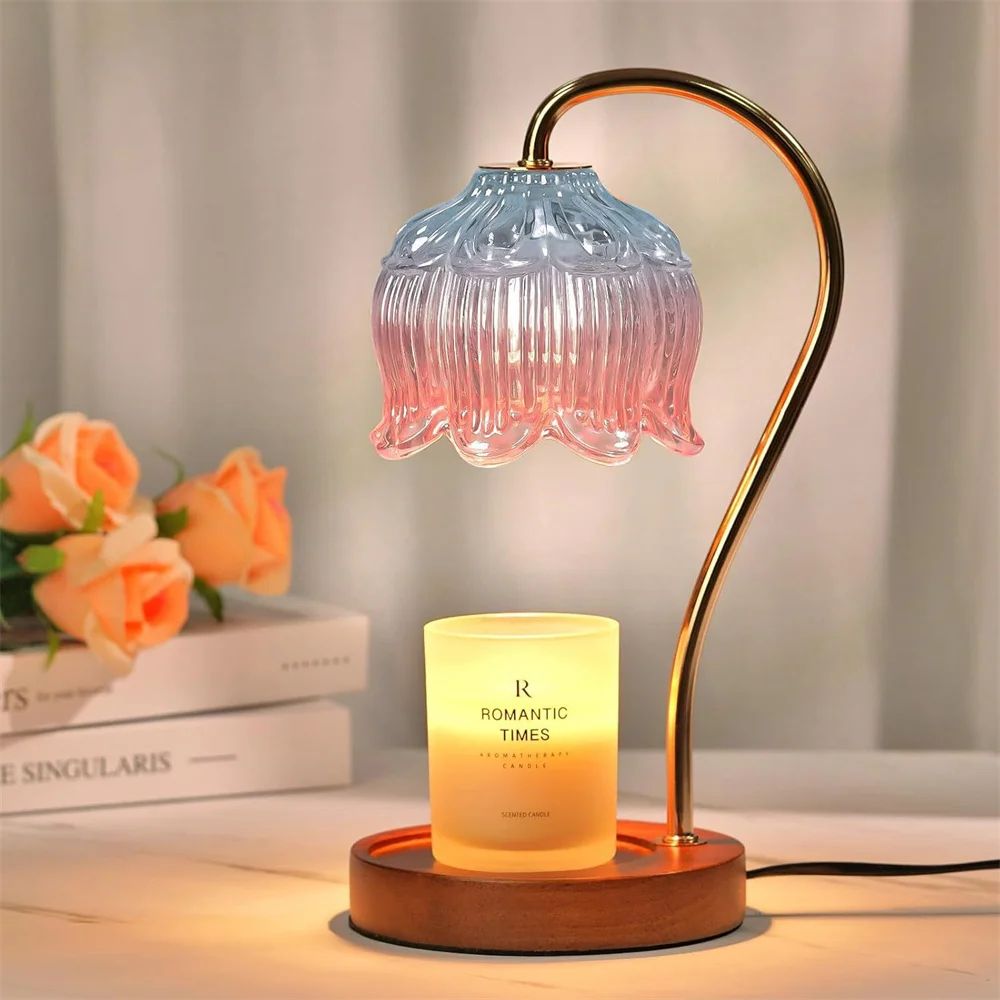 Retro Petal Candle Warmer Lamp Dimmable Wax Melt Fragrance Warmer with Candle Tray