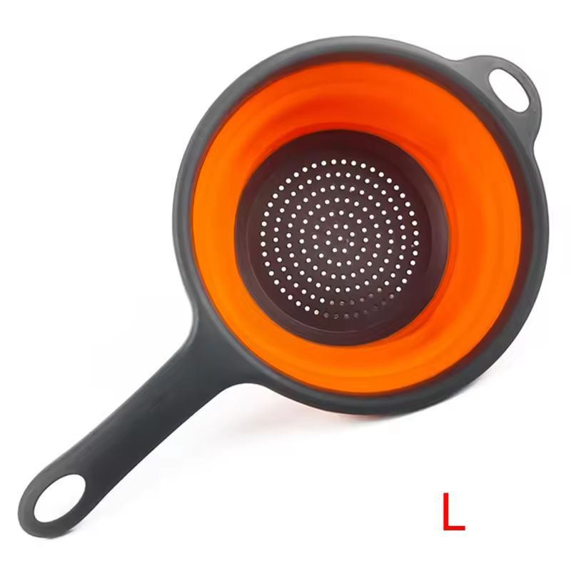 Silicone Collapsible Kitchen Colander – Space-Saving Pasta & Veggie Strainer with Handle