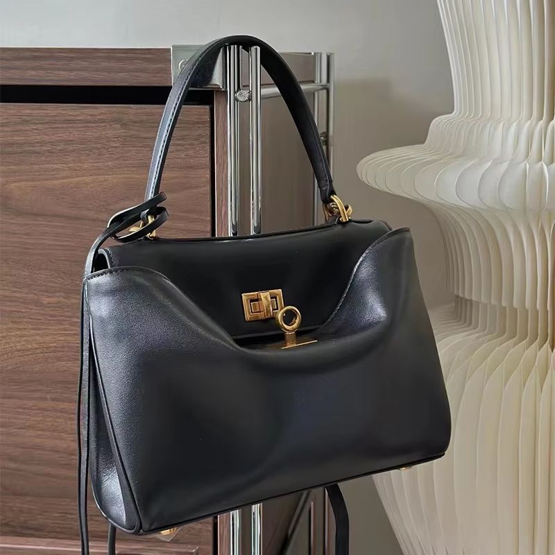 Luxury Suede Leather Messenger Bag with Gold Buckle, Soft Genuine Leather Shoulder Tote