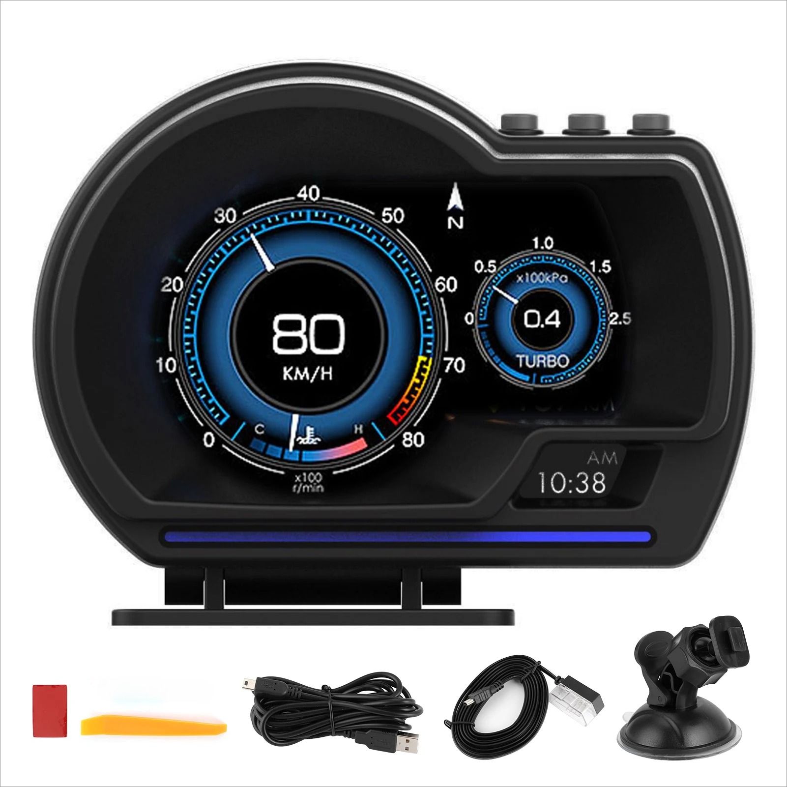 Automotive Advanced Driver Assistance System Car HUD Head up Display GPS Speedometer Turbo Alarm for Truck