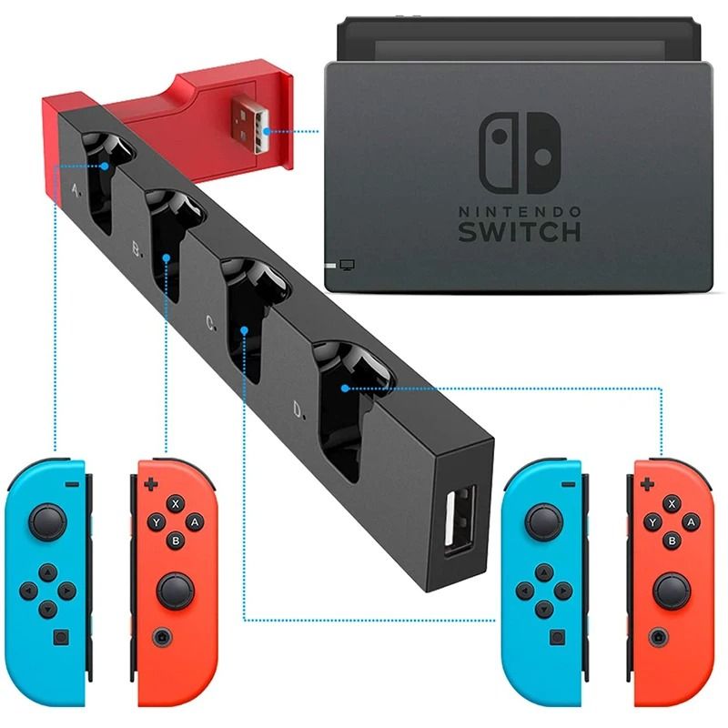 JoyCon Charging Dock Hub USB Controller Charger Stand for Game Controllers
