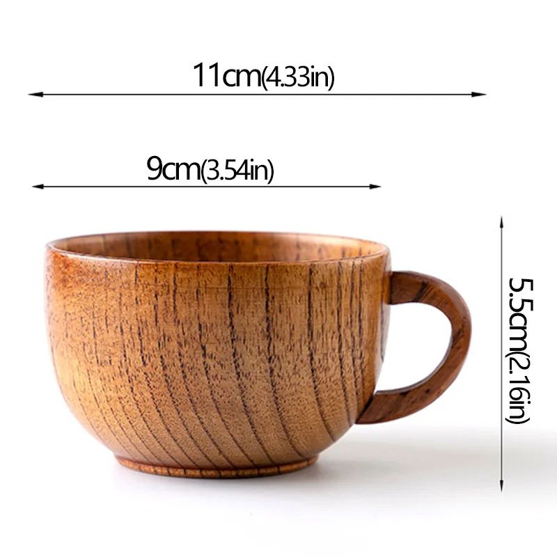 Handcrafted Jujube Wood Mug – Natural Wooden Coffee Cup with Ergonomic Handle