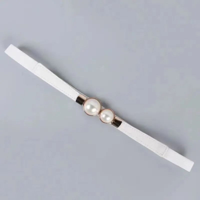 Elegant Pearl Buckle Elastic Waist Belt